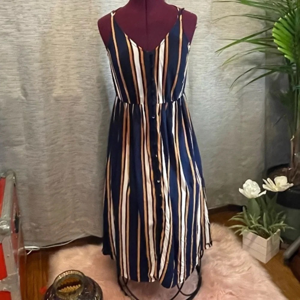 Roxy Dress Striped Spaghetti Strap Medium Size